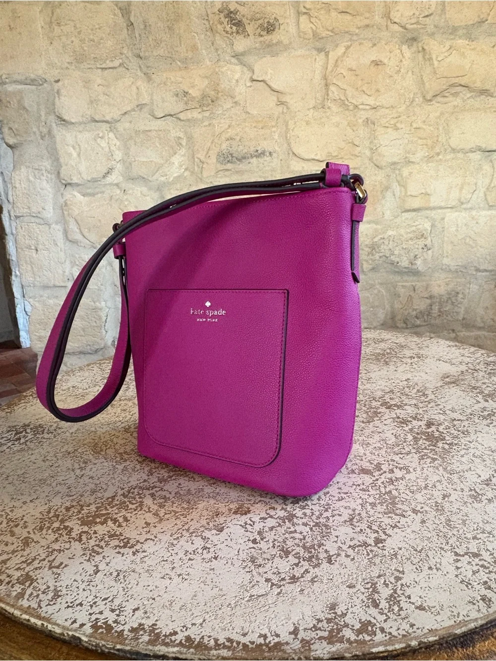 kate spade Fuchsia Pebbled Leather Crossbody Bag